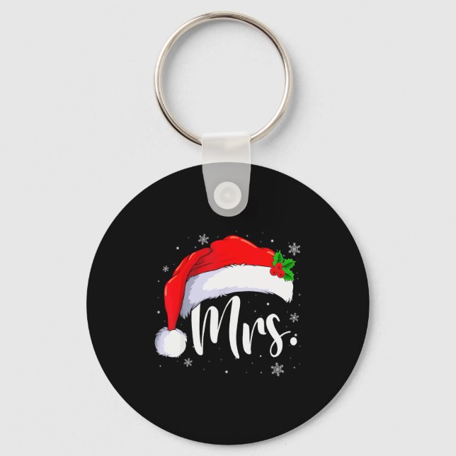 Mr And Mrs Claus Couples Matching Christmas Pajama Keychain (Front)