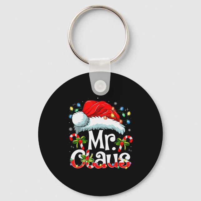 Mr And Mrs Claus Couples Matching Christmas Pajama Keychain (Front)