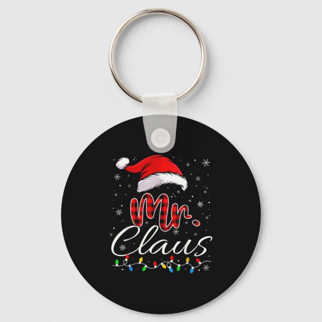 Mr And Mrs Claus Couples Matching Christmas Pajama Keychain (Front)