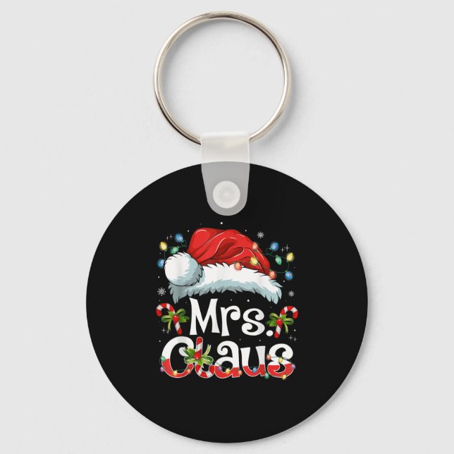 Mr And Mrs Claus Couples Matching Christmas Pajama Keychain (Front)