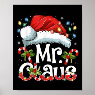 Mr And Mrs Claus Couples Matching Christmas Pajama Poster