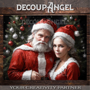 Mr. and Mrs. Claus - Decoupage -  Tissue Paper