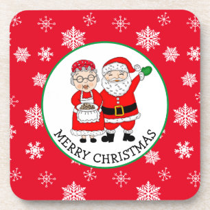Mr and Mrs Claus, Personalized Christmas Coaster