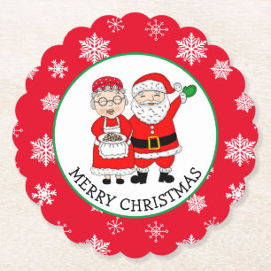 Mr and Mrs Claus, Personalized Christmas  Paper Coaster