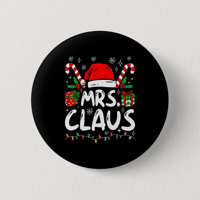 Mr And Mrs Claus Santa Hat Couples Family Christma 2 Inch Round Button (Front)