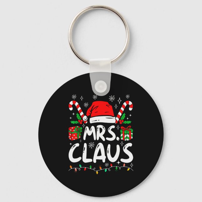 Mr And Mrs Claus Santa Hat Couples Family Christma Keychain (Front)