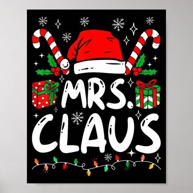 Mr And Mrs Claus Santa Hat Couples Family Christma Poster (Front)
