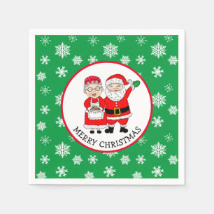 Mr and Mrs Claus, Santa Merry Christmas    Napkin