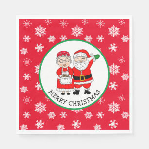 Mr and Mrs Claus, Santa Merry Christmas  Napkin