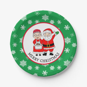 Mr and Mrs Claus, Santa Merry Christmas   Paper Plate