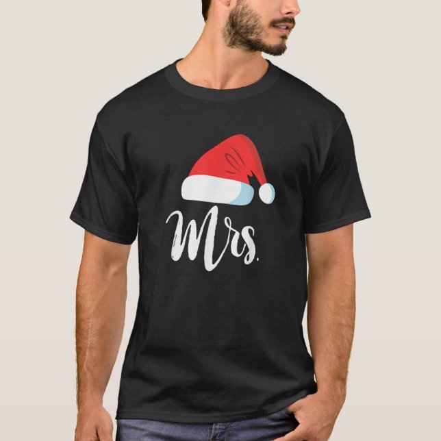 Mr And Mrs Clause Couples Matching Christmas Santa T-Shirt (Front)