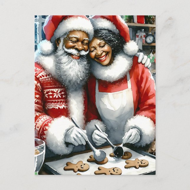 Mr and Mrs Clause Cute Christmas Personalized Holiday Postcard (Front)