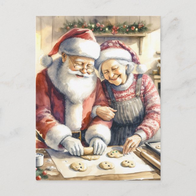 Mr and Mrs Clause Cute Christmas Personalized Postcard (Front)