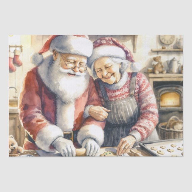 Mr and Mrs Clause Cute Christmas  Tissue Paper (Front)