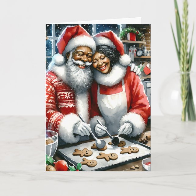 Mr and Mrs Clause Cute Personalized Christmas  Card (Front)