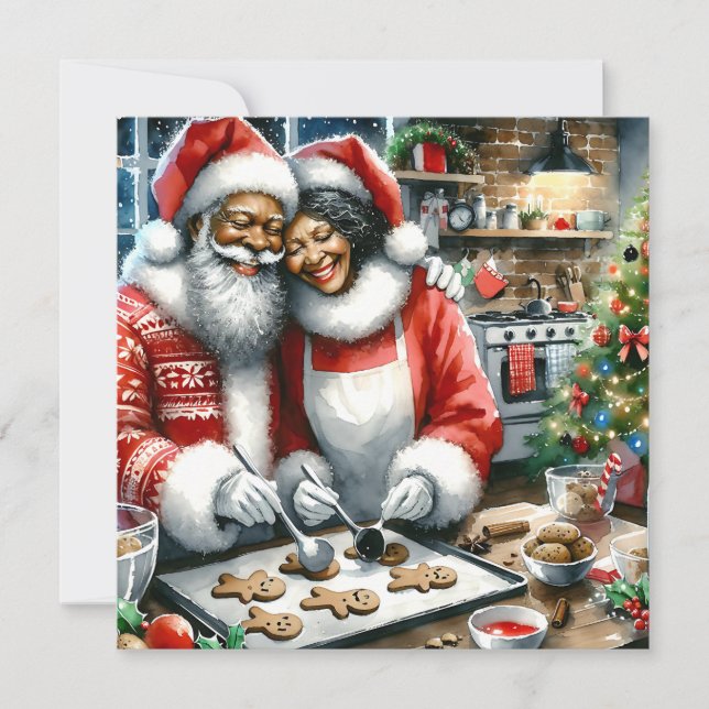 Mr and Mrs Clause Cute Personalized Christmas  Card (Front)