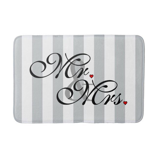 Mr. and Mrs. Click to Customize Colour Stripes Bath Mat (Front)