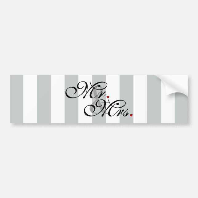Mr. and Mrs. Click to Customize Colour Stripes Bumper Sticker (Front)