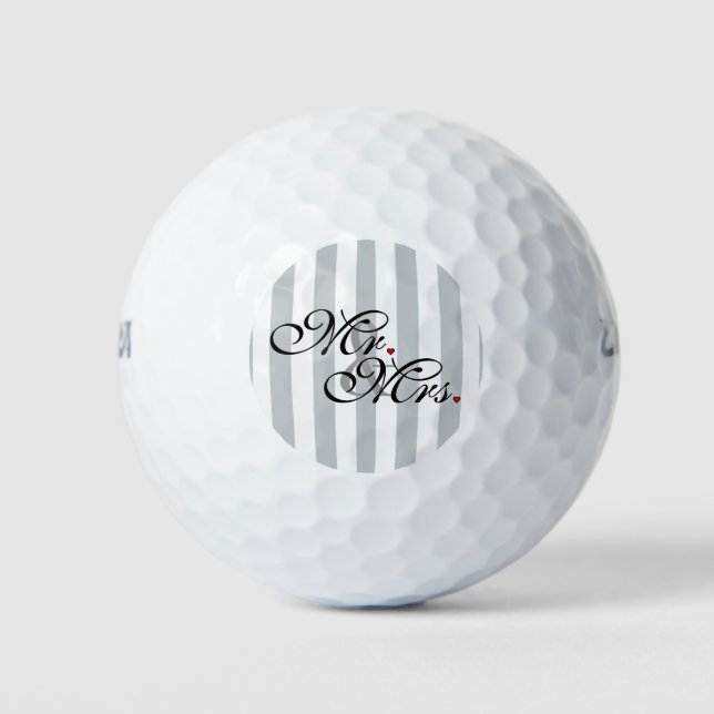Mr. and Mrs. Click to Customize Colour Stripes Golf Balls (Front)