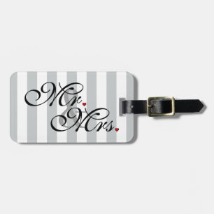 Mr. and Mrs. Click to Customize Colour Stripes Luggage Tag