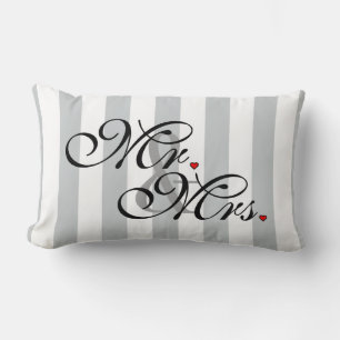 Mr. and Mrs. Click to Customize Colour Stripes Lumbar Pillow
