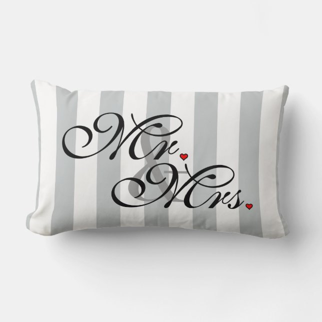Mr. and Mrs. Click to Customize Colour Stripes Lumbar Pillow (Front)
