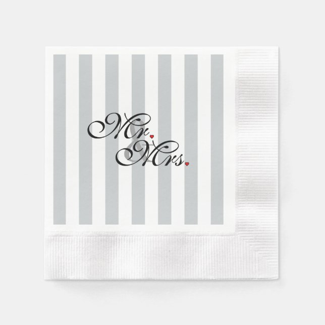 Mr. and Mrs. Click to Customize Colour Stripes Napkin (Front)
