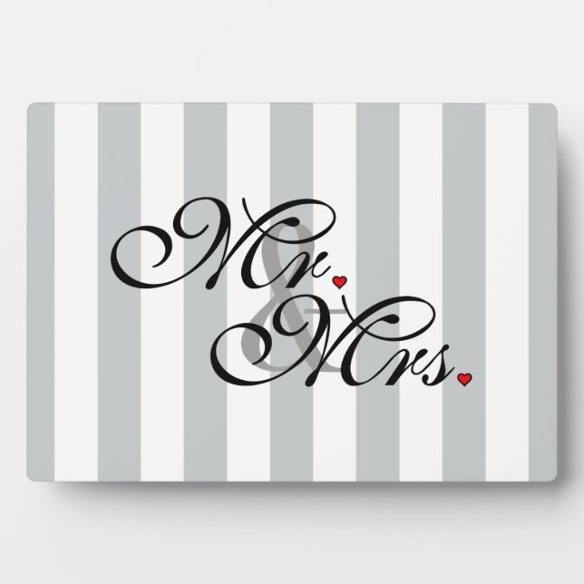 Mr. and Mrs. Click to Customize Colour Stripes Plaque (Front)
