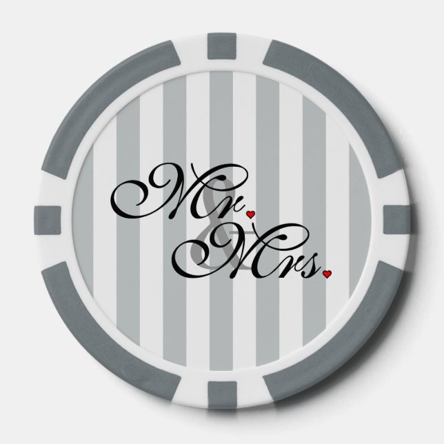 Mr. and Mrs. Click to Customize Colour Stripes Poker Chips (Front)
