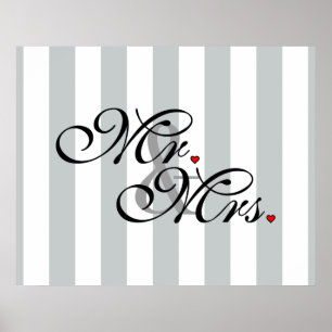 Mr. and Mrs. Click to Customize Colour Stripes Poster