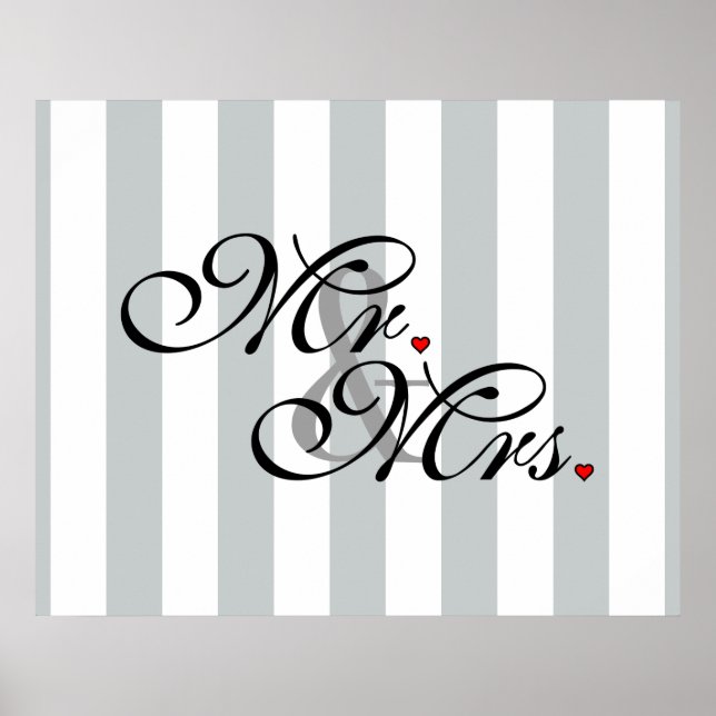 Mr. and Mrs. Click to Customize Colour Stripes Poster (Front)