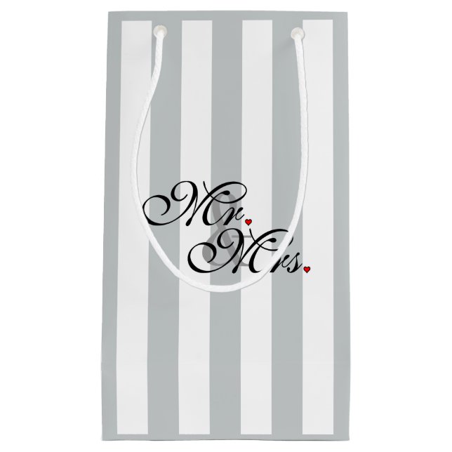 Mr. and Mrs. Click to Customize Colour Stripes Small Gift Bag (Front)