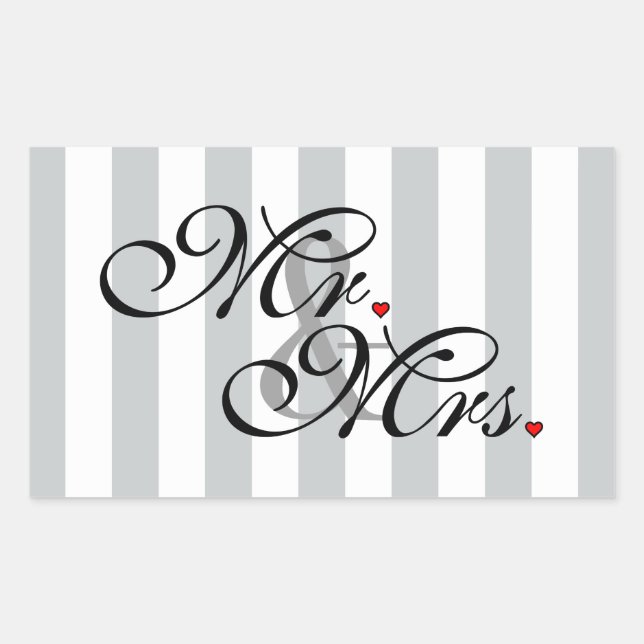 Mr. and Mrs. Click to Customize Colour Stripes Sticker (Front)