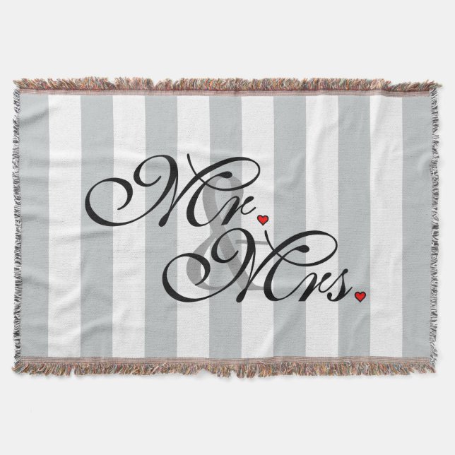 Mr. and Mrs. Click to Customize Colour Stripes Throw Blanket (Front)