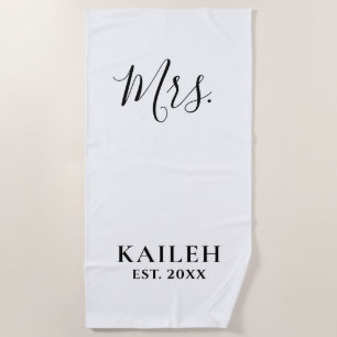 Mr. and Mrs. Couple Bride Groom Personalized Name Beach Towel