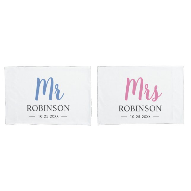 Mr and Mrs Couple Wedding Anniversary Husband Wife Pillowcase (Front-Set)