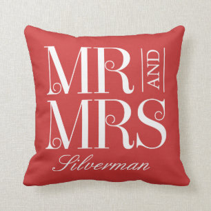 Mr and Mrs Custom Wedding Throw Pillow