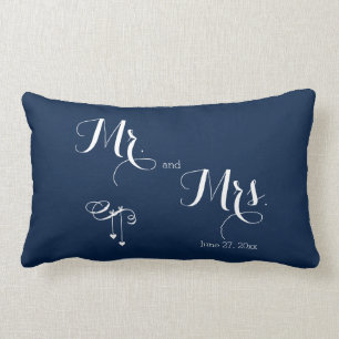 Mr. and Mrs. Customized Blue Wedding Pillows