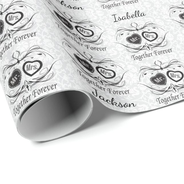 Mr and Mrs Damask Styled Wedding Design Wrapping Paper (Roll Corner)