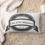 Mr. and Mrs. Eat Drink and Be Married Wedding Lumbar Pillow<br><div class="desc">Mr. and Mrs. Eat Drink and Be Married Wedding Pillow in Black and White. You Can Personalize this Beautiful Vintage Bisto Style Aesthetic Pillow to say anything you like for the Bride (Wedding Reception or Newlywed Gift) or Wife (2nd Anniversary Gift) or buy two one Mrs. and one Mr. for...</div>