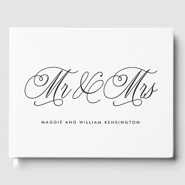 Mr and Mrs EDITABLE COLOR Wedding Guest Book (Front)
