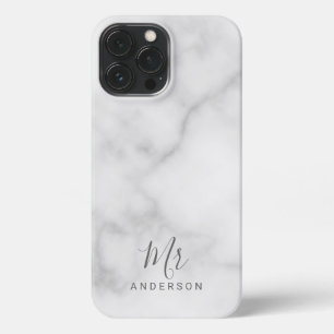 Mr and Mrs Elegant Marble Modern Script iPhone C iPhone 13 Pro Max Case