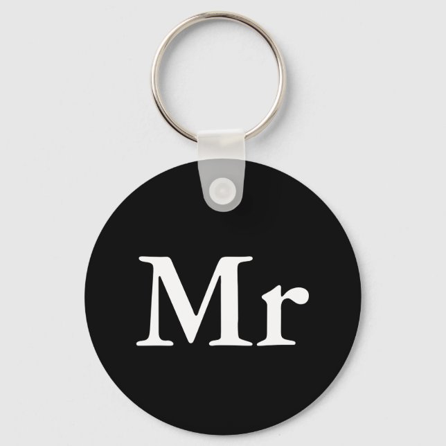 Mr and Mrs | elegant modern matching couple Keychain (Front)