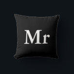 Mr and Mrs | elegant modern matching couple Throw Pillow<br><div class="desc">"Mr and Mrs" Matching couple gift with elegant modern black and white design. Perfect for • Lovers/Couple • Newlywed • Wedding anniversary • Valentine's day • ฺBride and Groom Sweetheart Table Click on the customize it button to personalize the design by choosing the background colour you like and even add...</div>