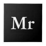 Mr and Mrs | elegant modern matching couple Tile<br><div class="desc">"Mr and Mrs" Matching couple gift with elegant modern black and white design. Perfect for • Lovers/Couple • Newlywed • Wedding anniversary • Valentine's day Click on the customize it button to personalize the design by choosing the background colour you like and even add your own text. Matching items are...</div>