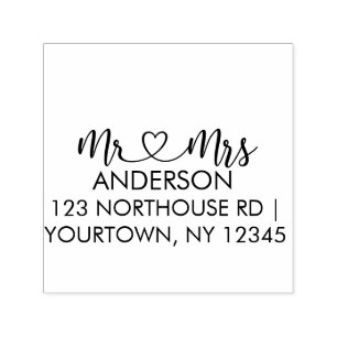 Mr. and Mrs. Elegant Script Custom  Self-inking Stamp