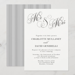Mr. and Mrs. Elegant Script Wedding Invitation