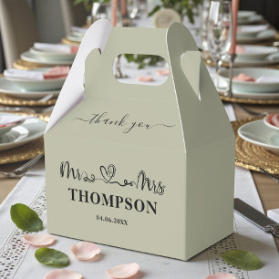 Mr and Mrs Elegant Simple Cement Grey Favor Box