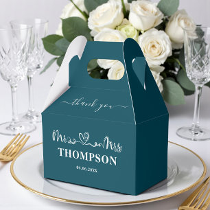 Mr and Mrs Elegant Simple   Deep Teal Favor Box
