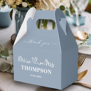 Mr and Mrs Elegant Simple   Dusty Blue Favor Box